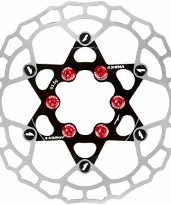 ASHIMA ARO-10 AiNeon Bremseskive 6-bolt, Rød/sølv