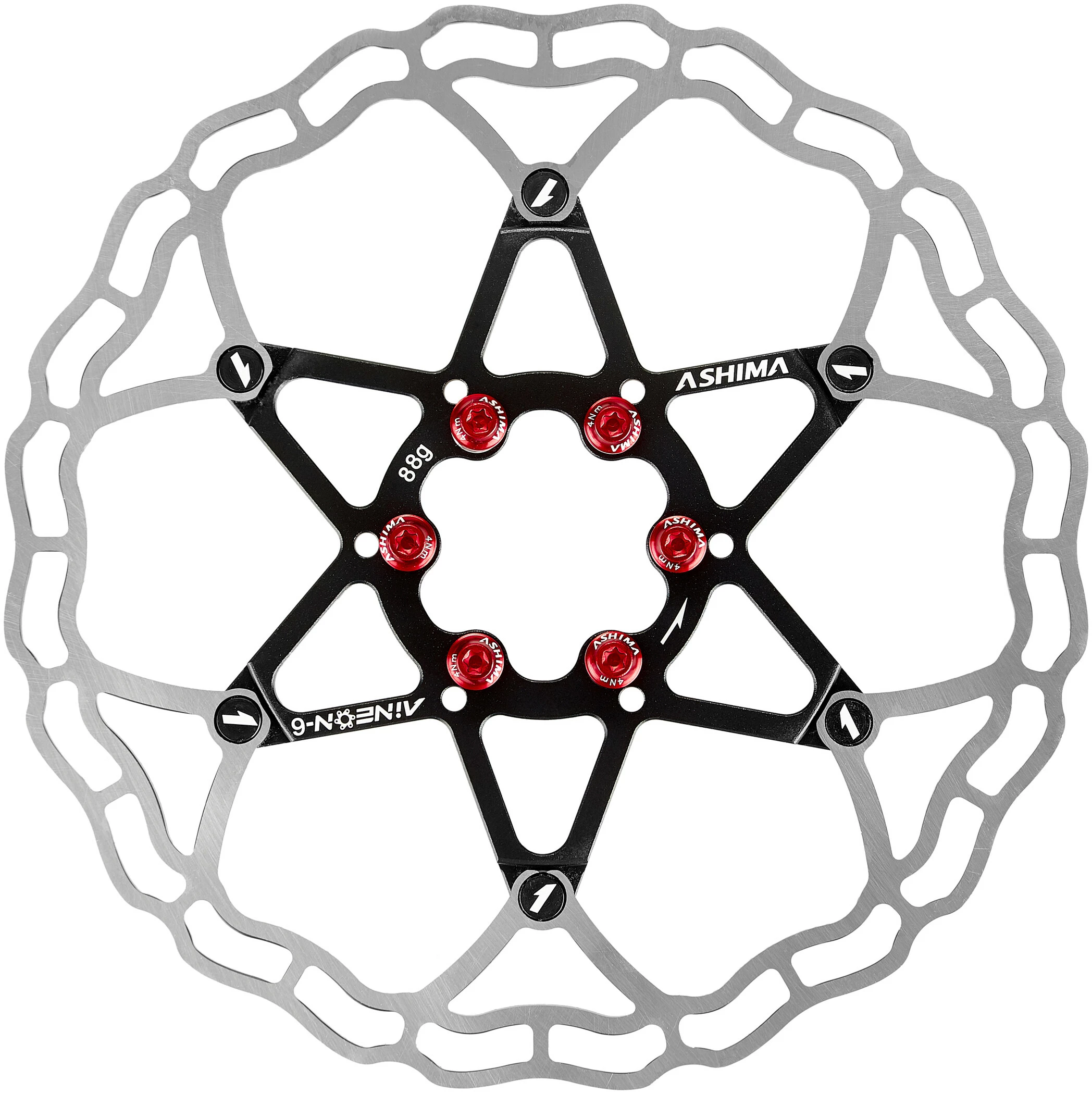ASHIMA ARO-10 AiNeon Bremseskive 6-bolt, Rød/sølv - Billede 2