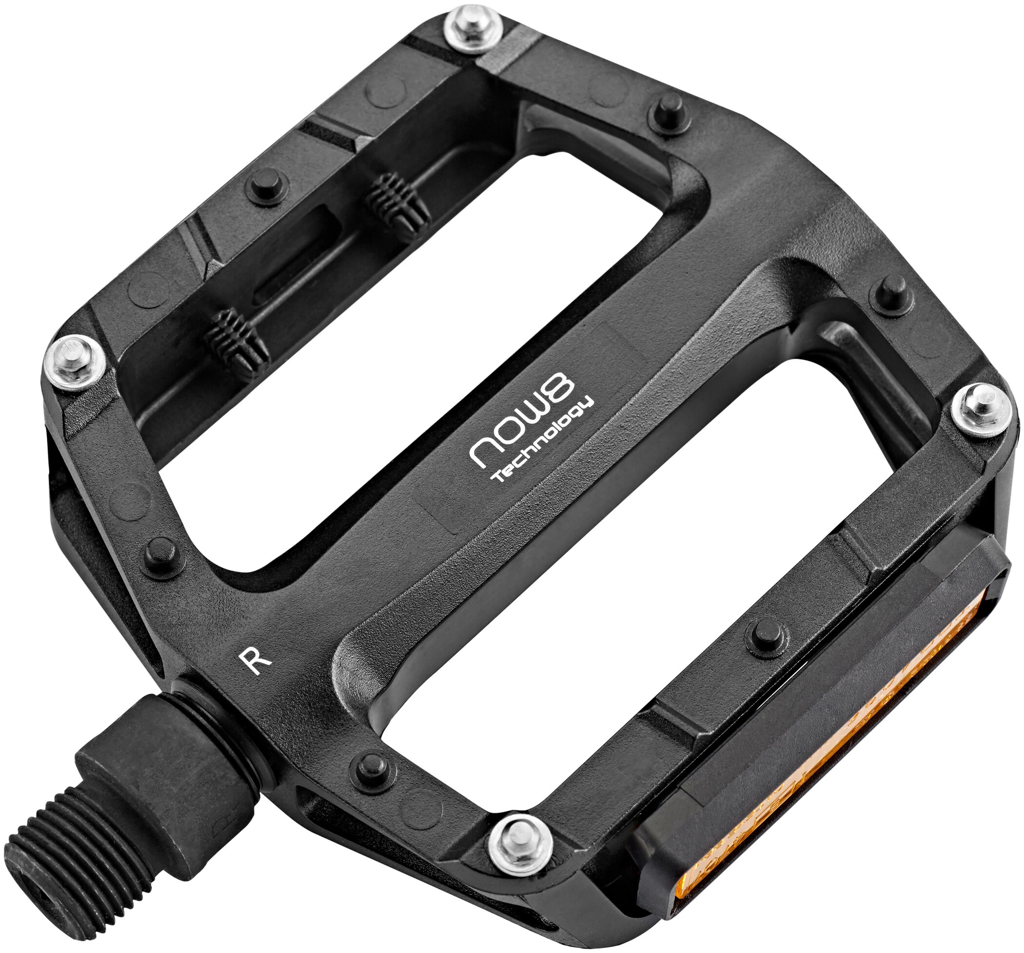 NOW8 CS E-Touring ETS Flade Pedaler Polyamid-6 CroMo 8 Ben Med Reflektor, Sort