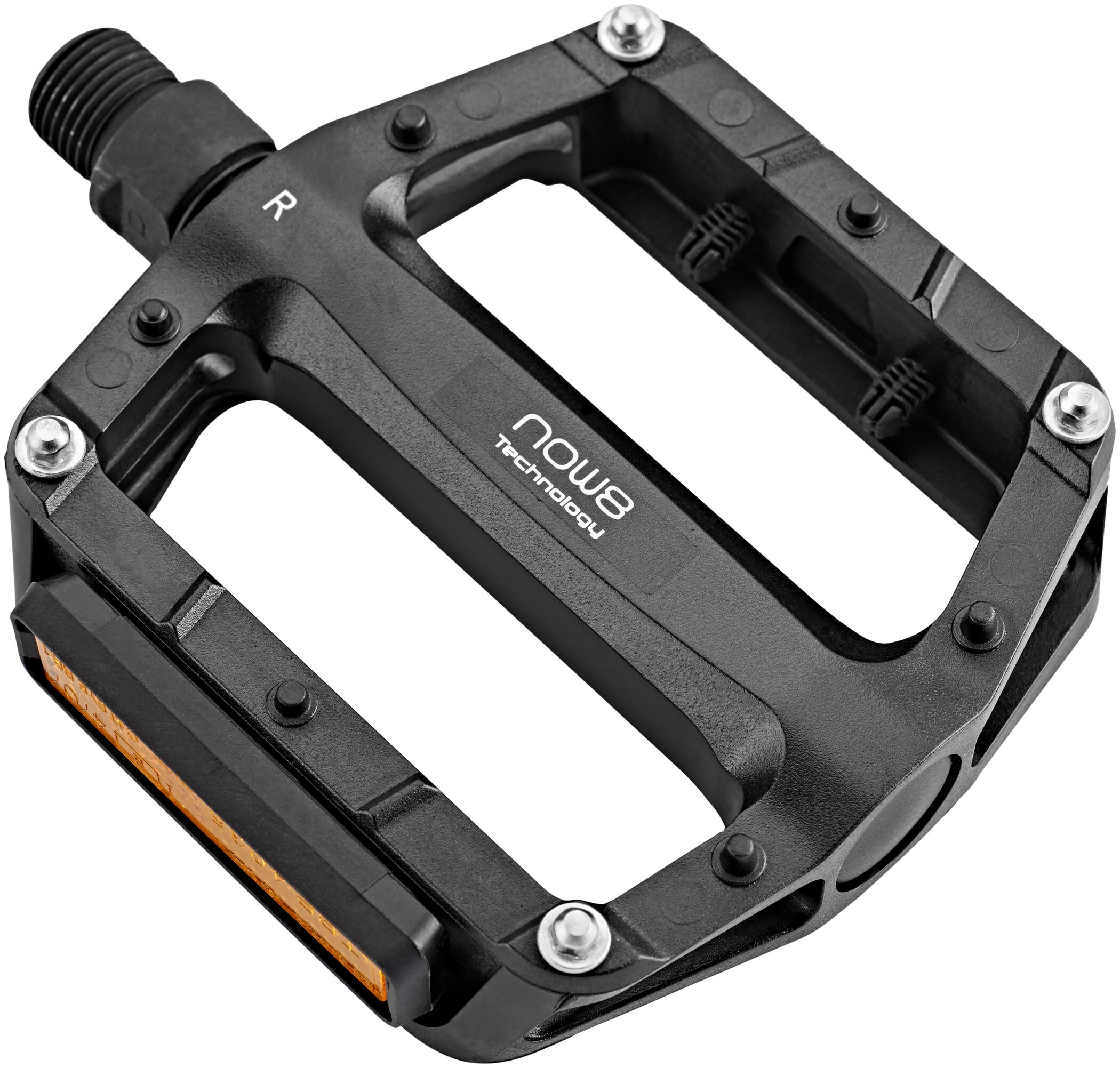 NOW8 CS E-Touring ETS Flade Pedaler Polyamid-6 CroMo 8 Ben Med Reflektor, Sort - Billede 2