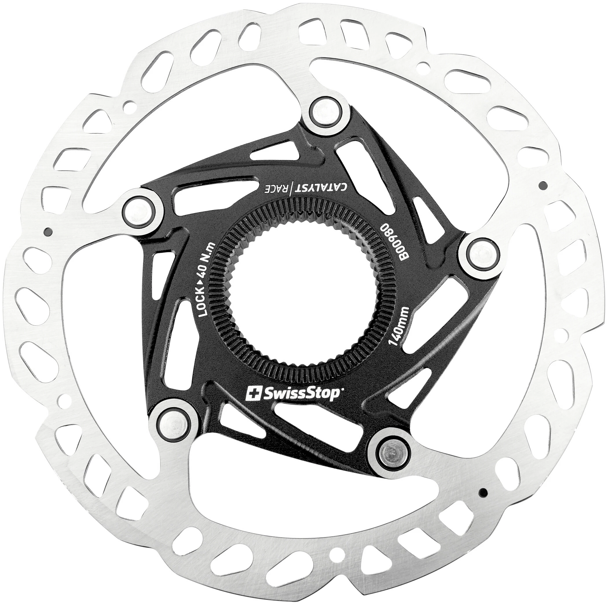 SwissStop Catalyst Race Bremseskive Centerlock, 140 Mm, Sølv/sort